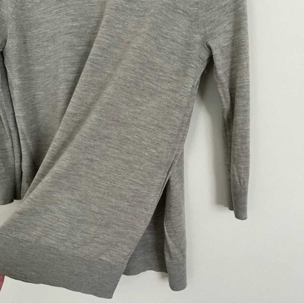 J. Crew Light Merino Wool 3/4 Sleeve Tunic Sweater Light Heather Grey, Size XS